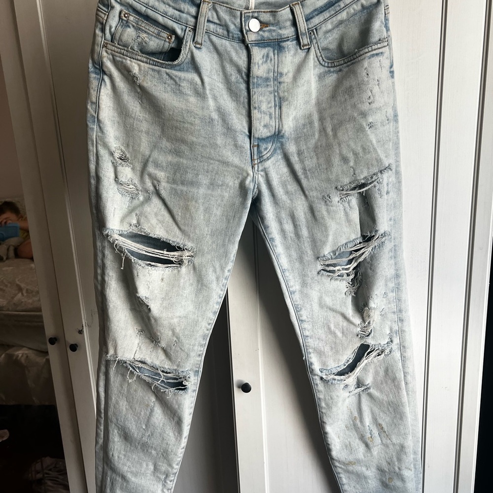AMIRI Light Blue Ripped Skinny Jeans